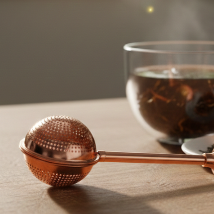 Infuseur à Thé avec Poignée à Pression - (Or Rose)