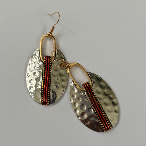 Hammered Silver Drop Earrings