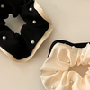 Pearl Satin Scrunchie - Black