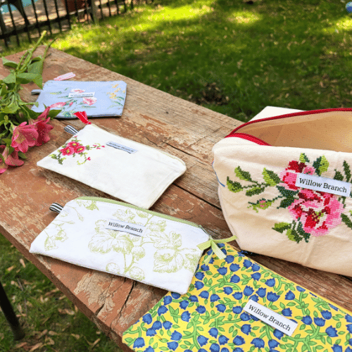 Handmade Rose Print Cosmetic Pouch