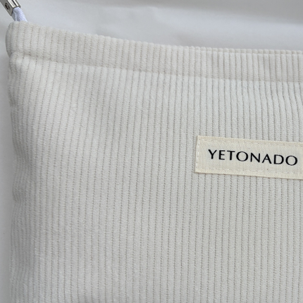 Trousse de maquillage en velours côtelé blanc