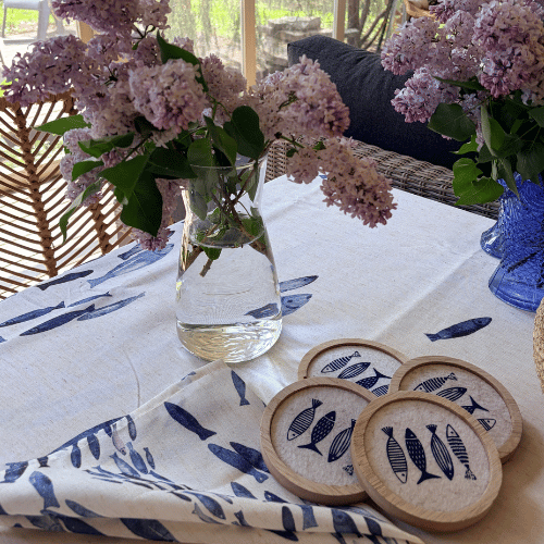 Fish Linen-Blend Napkins – Set of 4