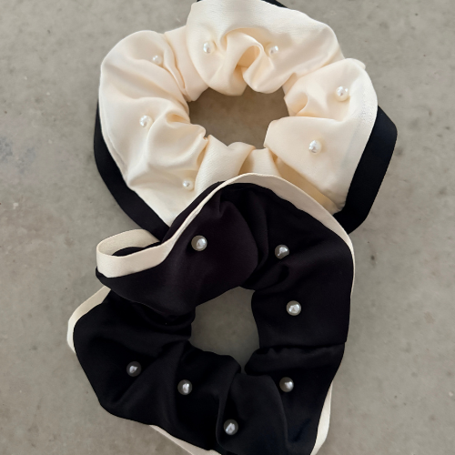 Chouchou en satin avec perles