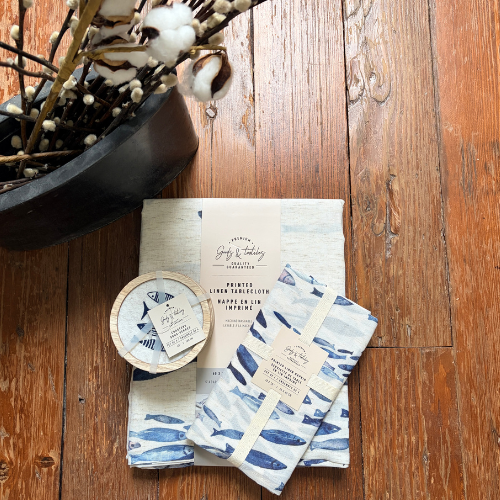 The Coastal Trio – Tablecloth, Napkins & Coasters Set