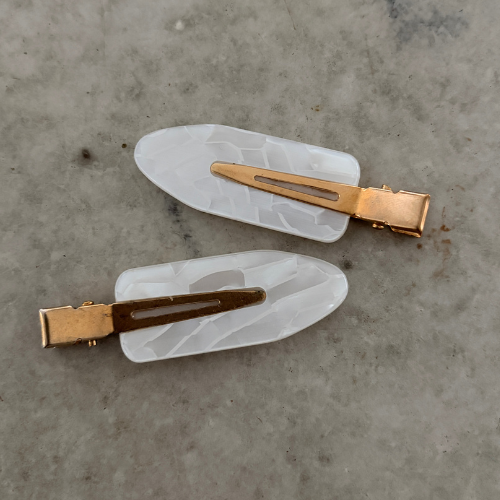 Pinces à cheveux en acrylique sans plis – Lot de 2