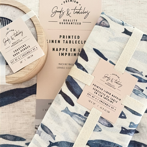 The Coastal Trio – Tablecloth, Napkins & Coasters Set
