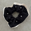 Pearl Satin Scrunchie - Black