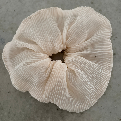 Oversized Korean Pleated Scrunchie - White