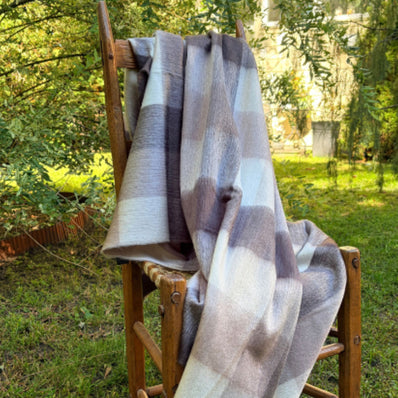 Alpaca Large Throw Blanket - Walnut Check