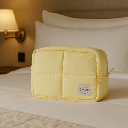 Trousse de toilette matelassée en coton effet nuage - Jaune