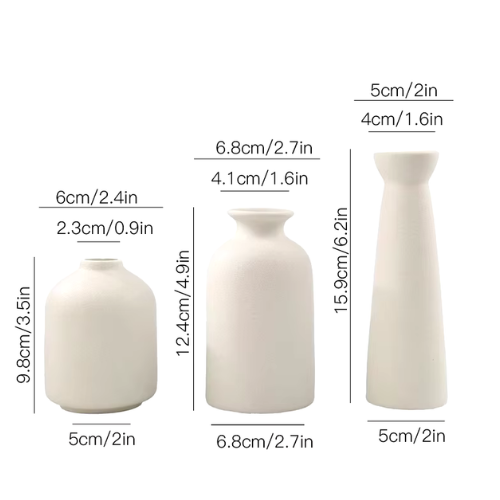 Set of 3 small ceramic vases