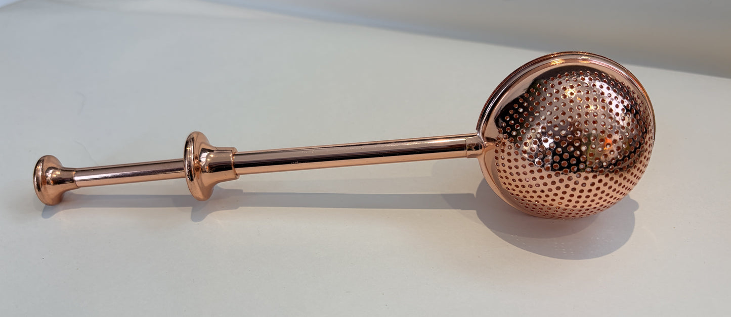 Ball Shape Tea Infuser with Push Handle - Stainless Steel Loose Leaf Strainer (Rose gold)